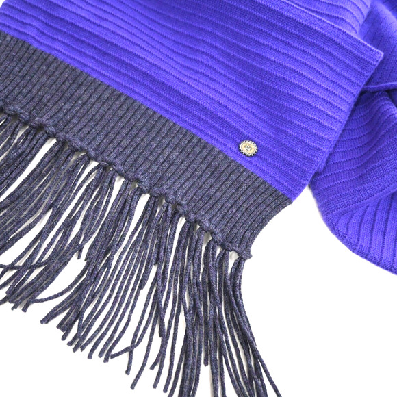 CHANEL Purple Gray Ribbed Knit Fringe Rectangle Scarf - Picture 4 of 14